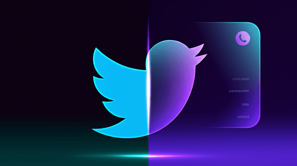 Twitter X logo transforming into contact card with phone icon